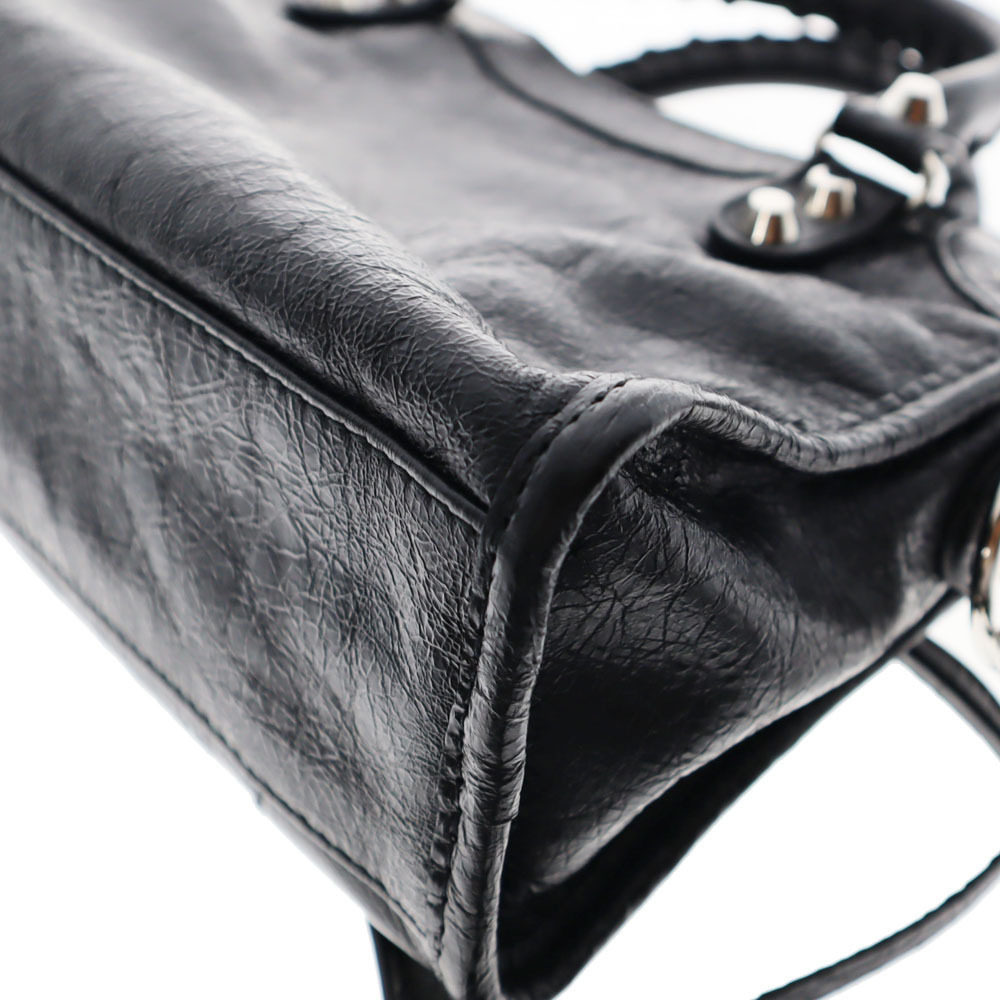 BALENCIAGA City Leather Black Handbag Shoulder Bag - Picture 7 of 11